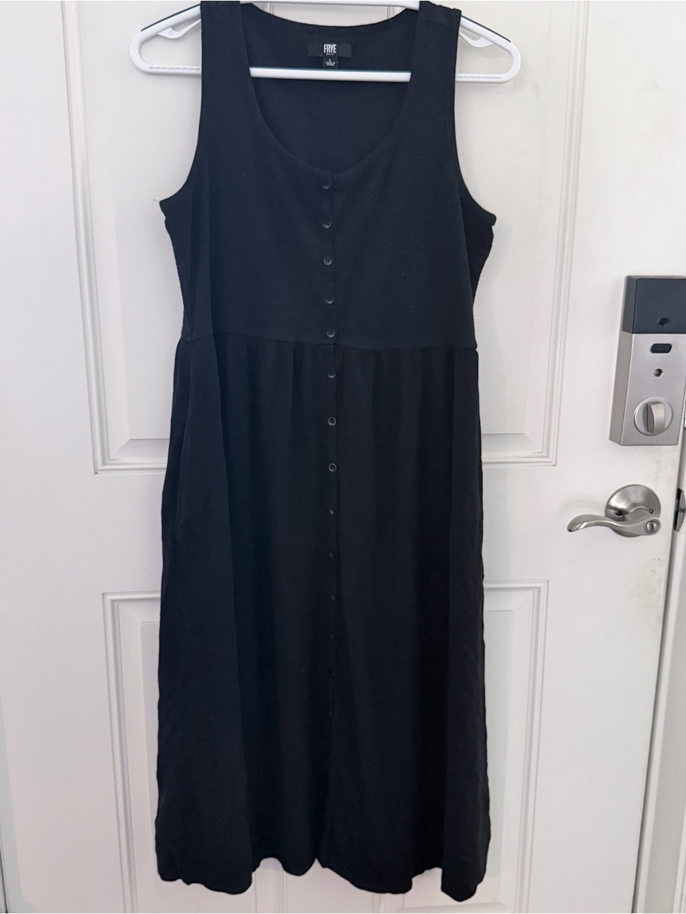 Frye Button-Front Midi Dress L | Black